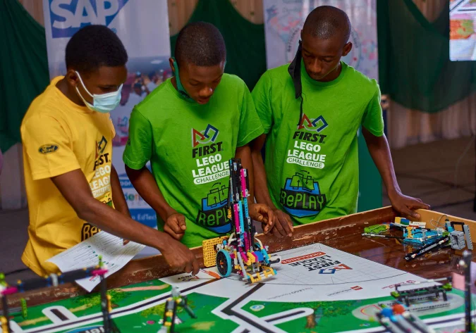 FLL competition robot built by student team members